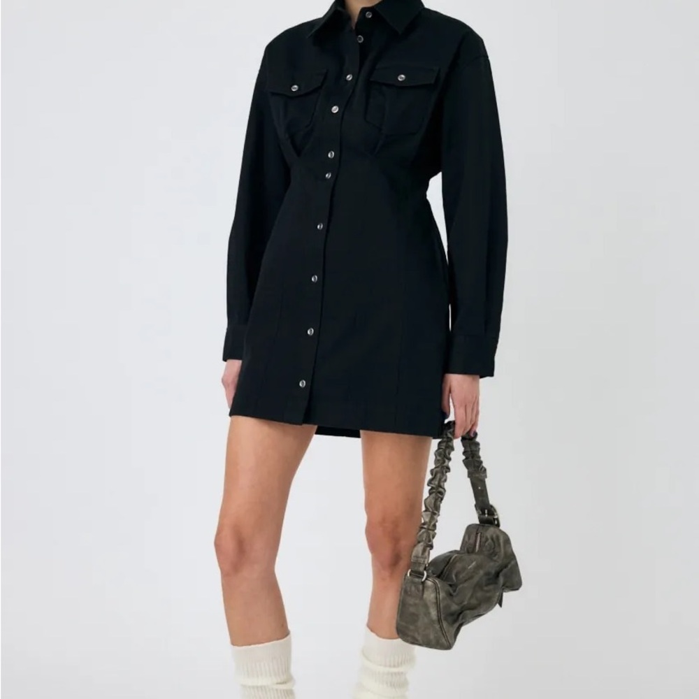 Moussy Black Long Sleeve Shirt Dress